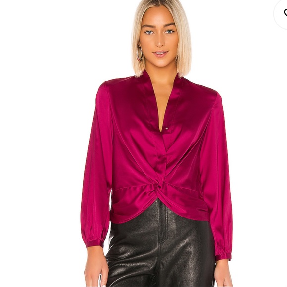 Heartloom Tops - Heartloom Satin Twist Front Long Sleeve Blouse Orchid Pink Top Size Small
